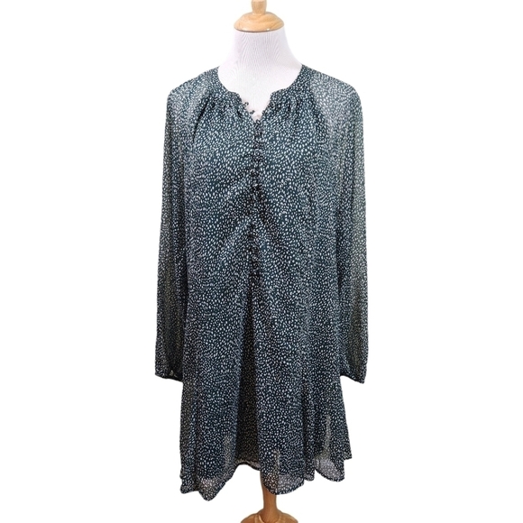 Joie Dress Artic Animal Spot Lined Hunter Green, sz XXL Plus Size - Picture 2 of 11